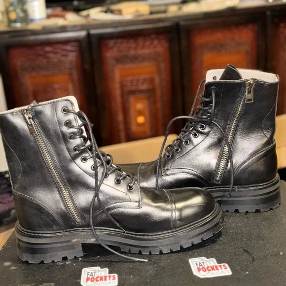 All Saints Brand Hank Chunky Leather Boots Men’s - Picture 4 of 9